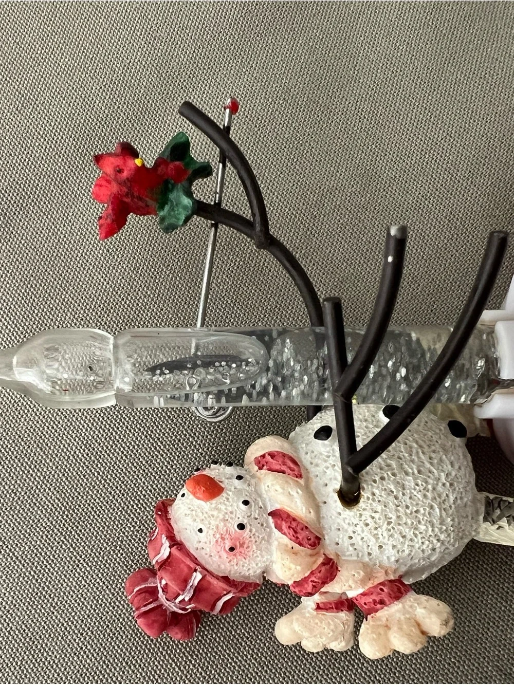 Bubble Plug-In Night Light Snowman with Red Cardinal Tested and Works